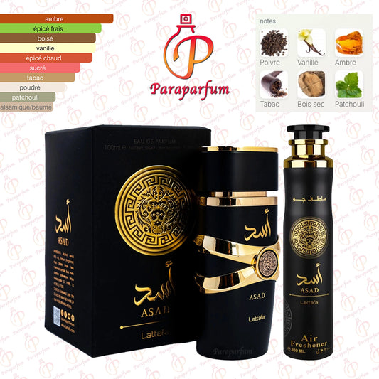 Pack Asad Lattafa Eau de Parfum + Air Freshener 300 ml