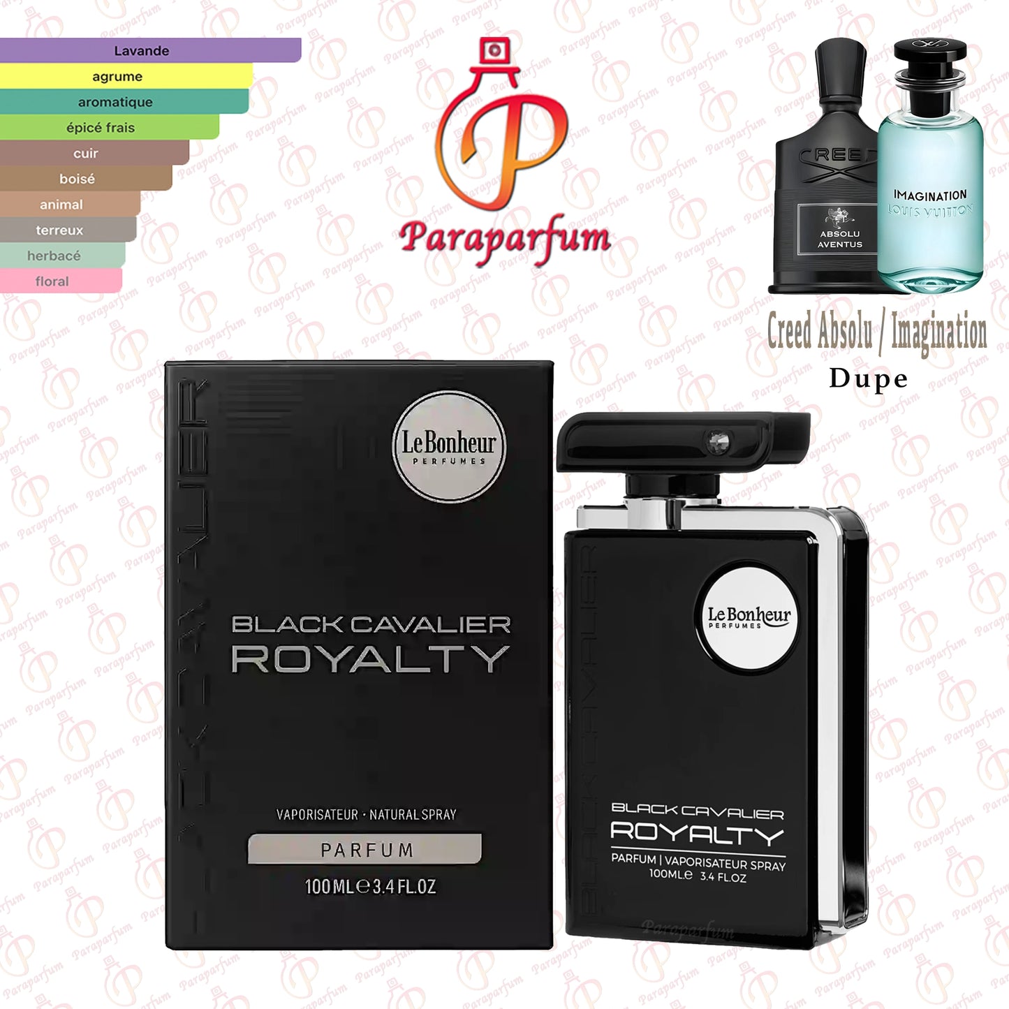 Black Cavalier Royalty Le Bonheur Perfumes 100ml
