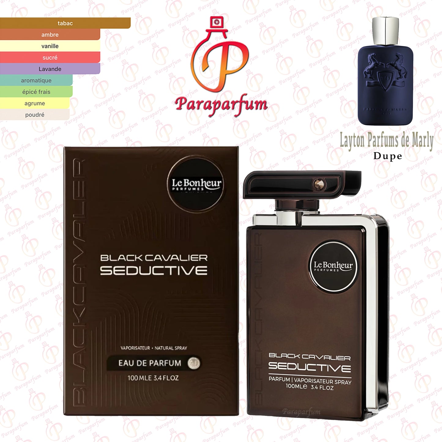 Black Cavalier Seductive Le Bonheur Perfumes 100ml