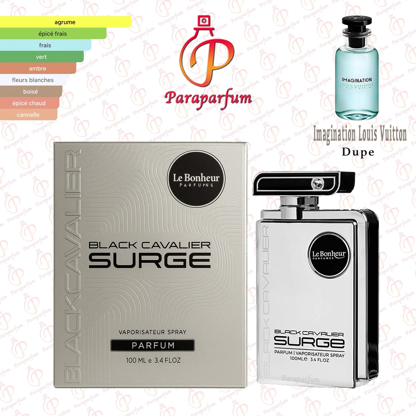 Black Cavalier Surge Le Bonheur Perfumes 100ml