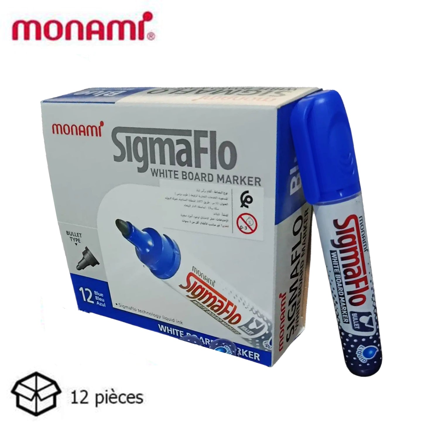 Lot de 12 Marqueurs Sigmaflo Monami Pour Tableau Blanc