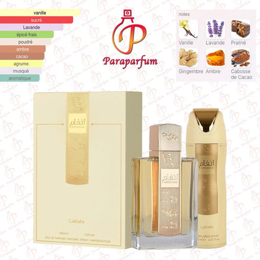 Pack Angham Lattafa Eau de parfum + Body Spray 200ml
