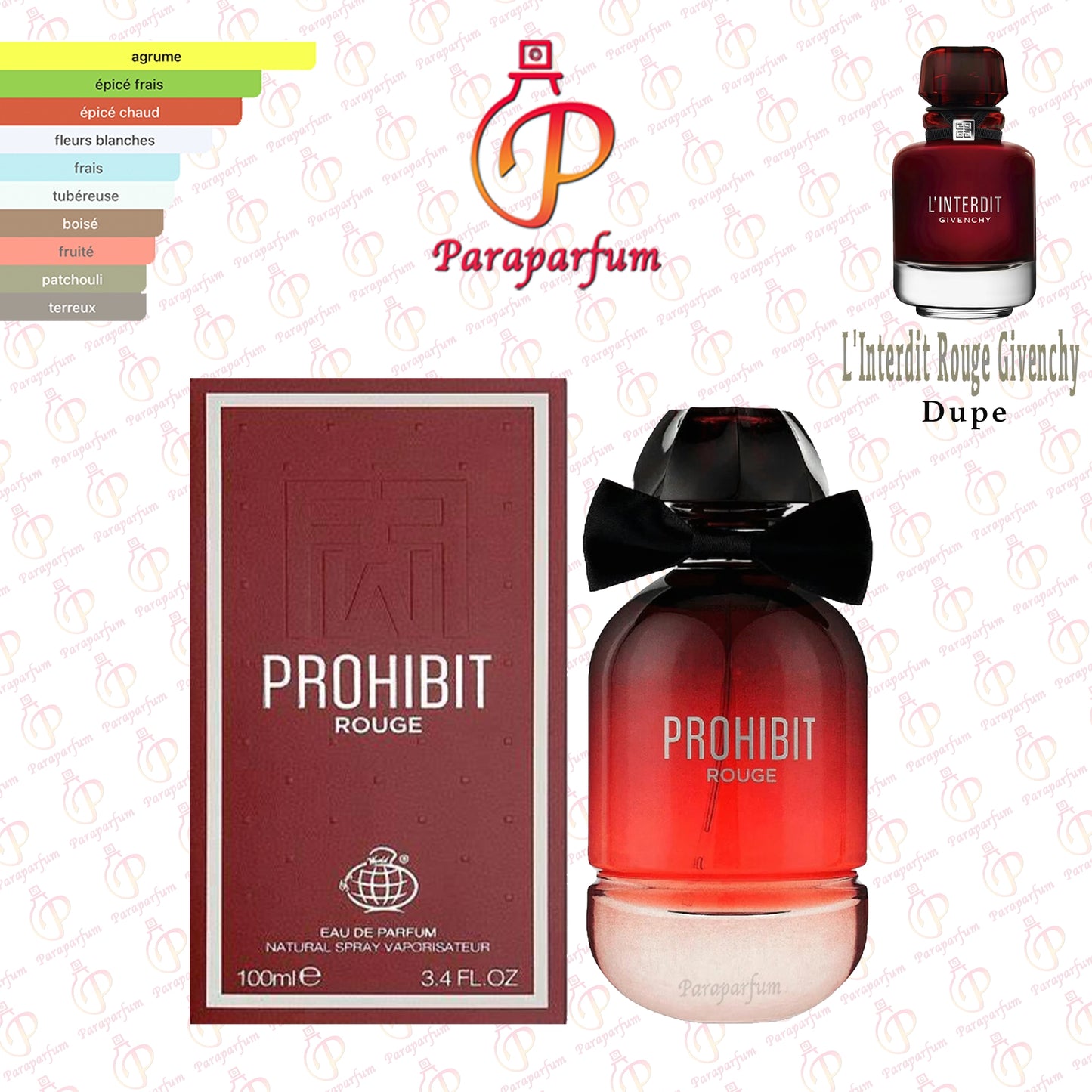 Prohibit Rouge Fragrance World 100ml