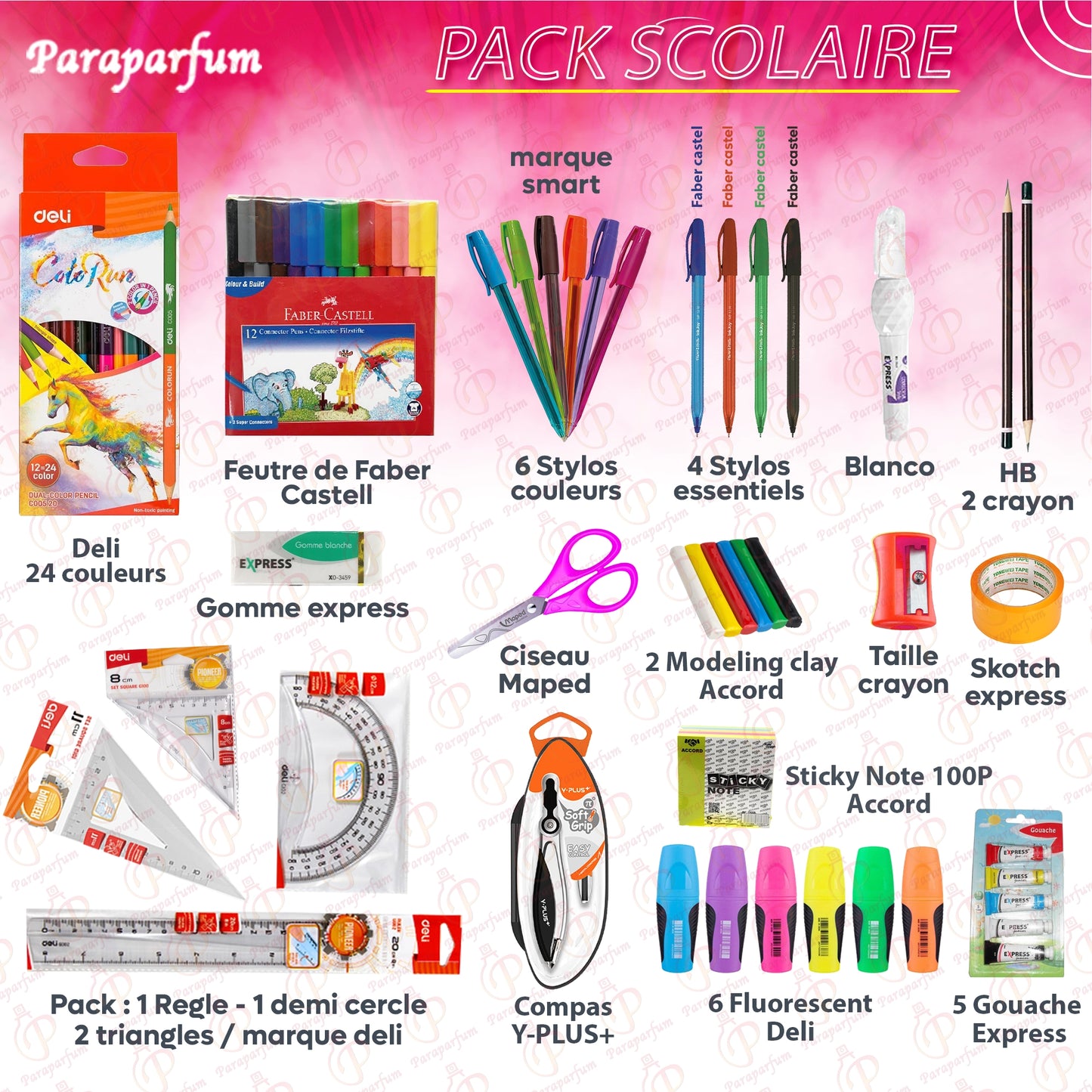Pack Deli de créativité scolaire de 29 Pièces Pour Fille